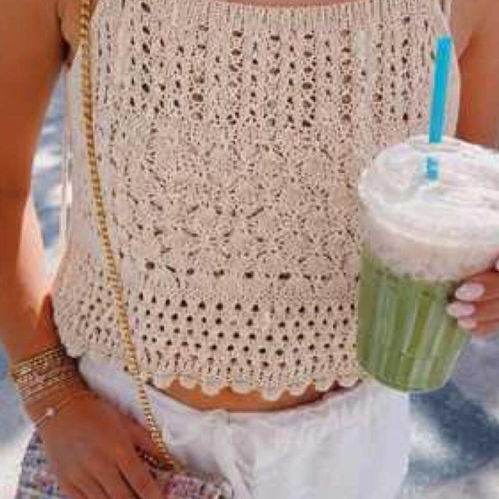 Zara cream crochet crop top